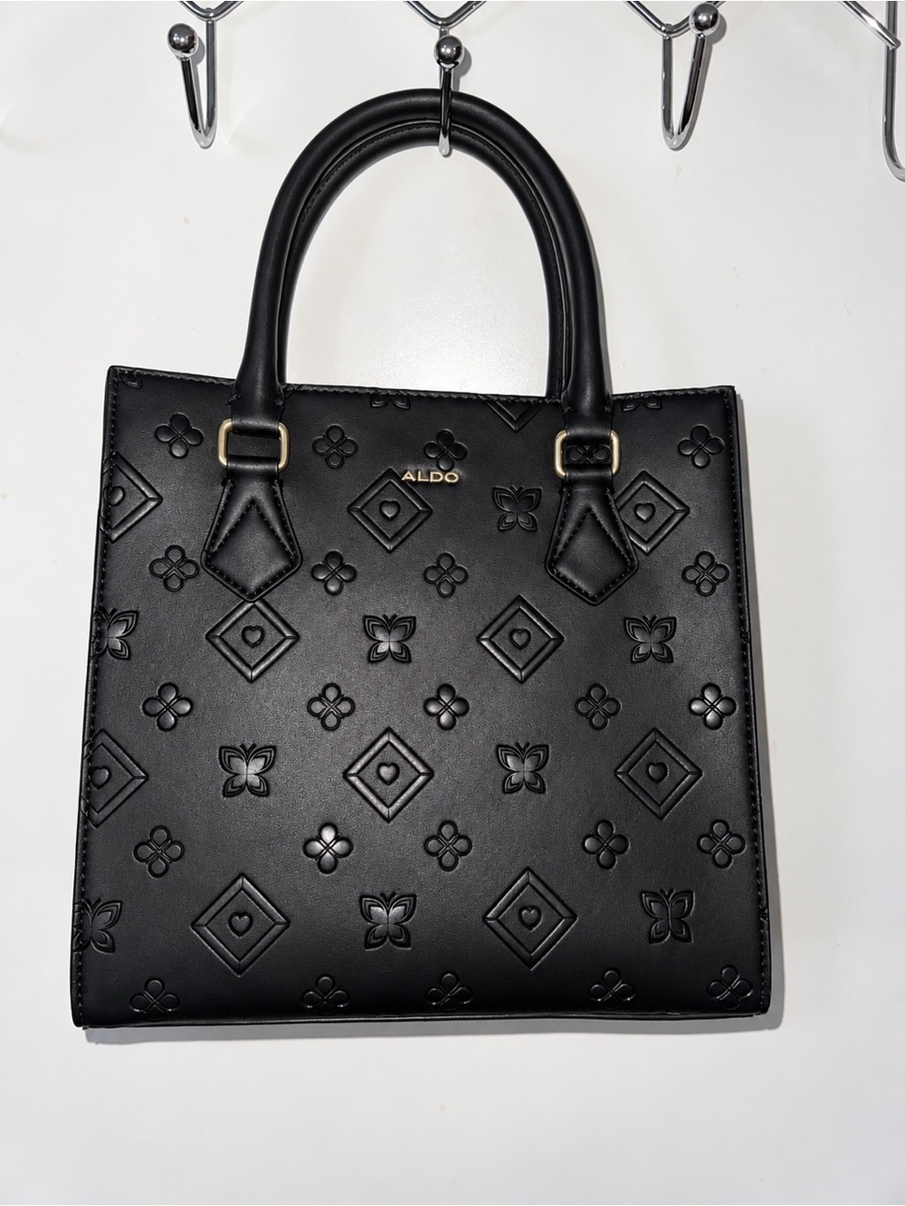 ALDO Black Embossed Top-Handle Satchel